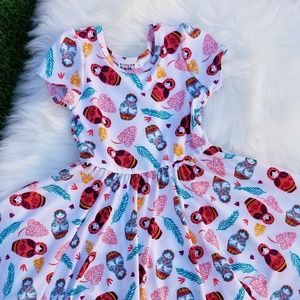 Dot dot smile Matryoshka doll cap sleeve dress